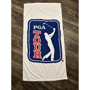 Vintage PGA Tour Beach Towel White Cotton Golf Bath